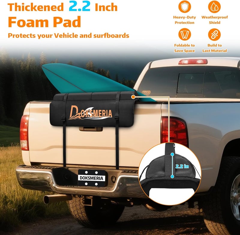 doksmeria Tailgate Surfboard Pad, Upgrade Tailgate Surf Pad with Extra Thick Padding & Flannel Lining, Foldable Surfboard Tailgate Pad for SUP, Longboard, Surfboard, Ladders, Lumber - Image 2